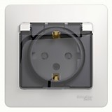 Schneider GLOSSA роз. СУ 1 мест. бел. (пл.осн., земля, штор., крыш, IP44) GSL000148