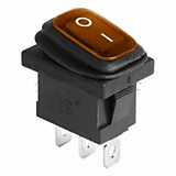 Выключатель клавишный 250V 6А (3с) ON-OFF желтый с подсветкой Mini ВЛАГОЗАЩИТА, REXANT 36-217