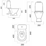 Унитаз-компакт "Самарский" эконом/СТАНДАРТ (кос, нижн, арм.Уклад/Инкоэр, сид.полипропилен) (Sanita)
