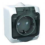 Розетка 1-ая НАР со шторк. с крышк. IP44 винт