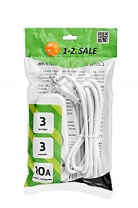 Удлинитель 1-2.SALE ПВС 2х1 3роз. 3м 10А